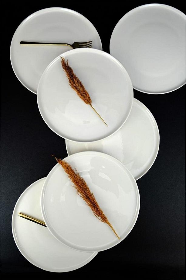 Elif Porselen 6'lı Servis ve Sunum Tabağı Seti 27 Cm Krem - TL4052334 C320.003 - 3
