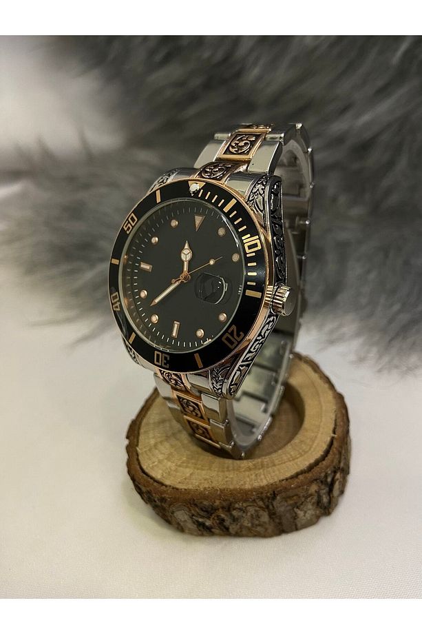 Rolex Model Takvimli Desenli Kordon Çelik Erkek Kol Saati - 2