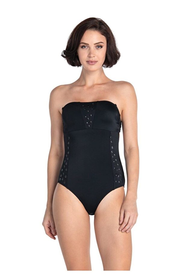 Black Drop Patterned Swimsuit