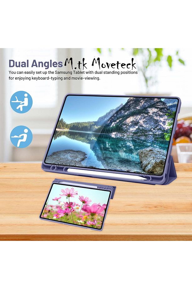 Samsung Galaxy Tab A9 Plus 11 inç Kılıf Kalem Bölmeli Yuvalı Standlı Pu Deri Yumuşak Silikon Sm-X210 - 2