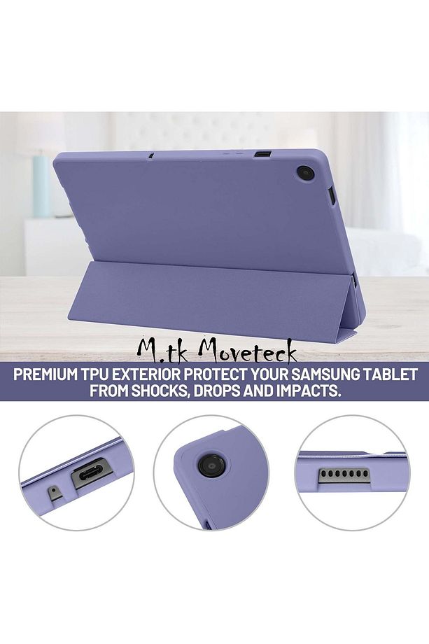 Samsung Galaxy Tab A9 Plus 11 inç Kılıf Kalem Bölmeli Yuvalı Standlı Pu Deri Yumuşak Silikon Sm-X210 - 4