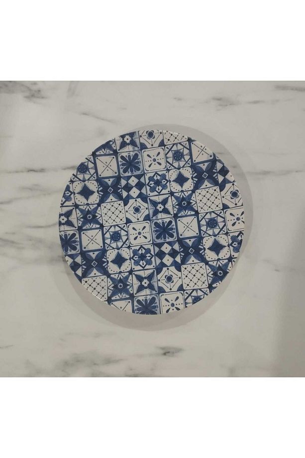 servis tabağı 25 cm 6 adet mavi desenli - 3