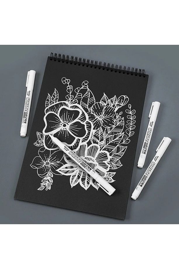 “white Marker Pen 12’li Set | Siyah Ve Koyu Yüzey Için Beyaz Kalem Yüksek Kapatıcı Dekoratif & Hobi - 3