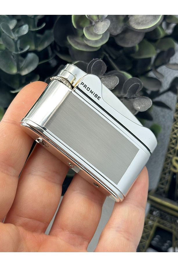 Marka I?belo Model Şık Hediye Kutulu Gümüş Renk Gazlı Metal Çakmak - 3