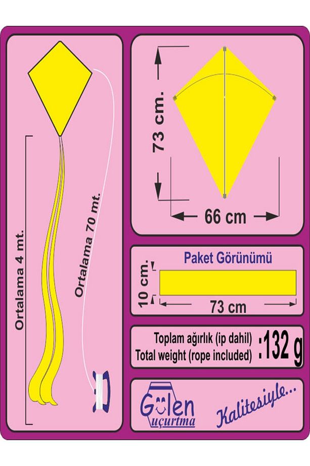 Naylon Elmas Uçurtma Yapım Seti / Plastik Çıtalı - 3