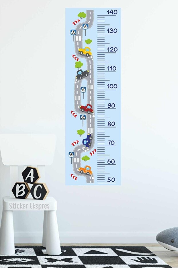 Cars Height Measurer Height Ruler Wall Sticker
