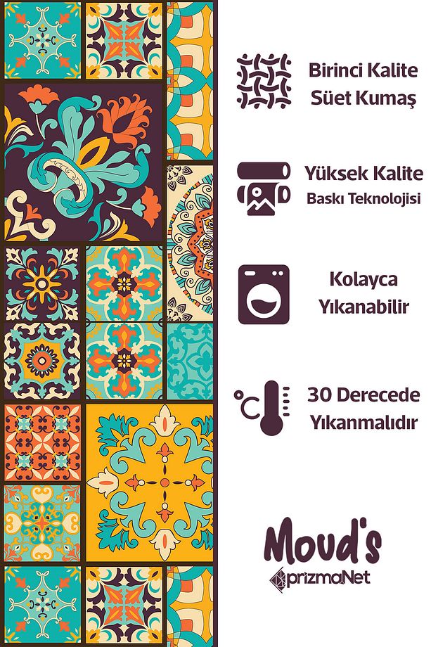 Osmanlı Desenli Süet Dertsiz Masa Örtüsü - 2