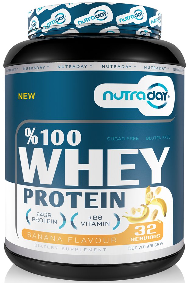 Whey Protein 976 Gr Banana Flavored Protein Powder 24 Grams of Protein 32 Servings