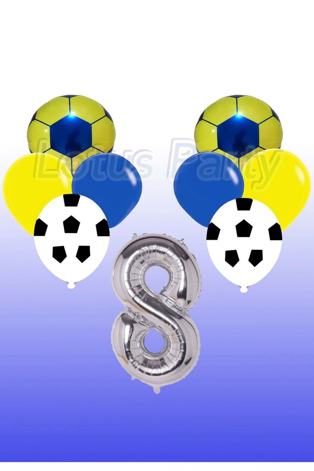 Yellow Navy Blue Football Themed Balloon Set Party Supplies Yellow Navy Blue Balloon - Age 8