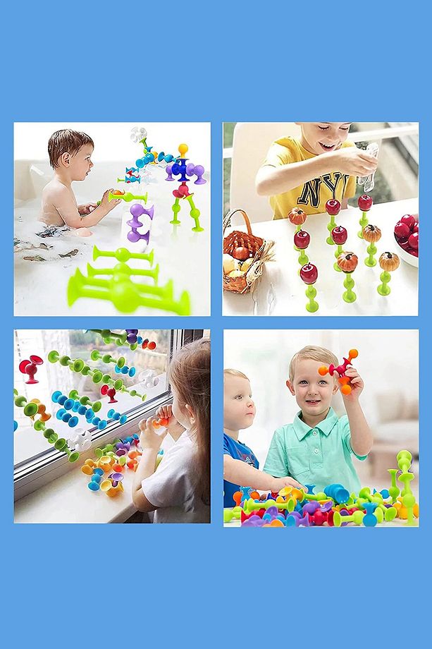 Vakum Molekül 25 Adet Yapı Taşları Fidget Çocuk Duyusal Eğitici Oyuncak Vakumlu Lego Popit Oyun - 6