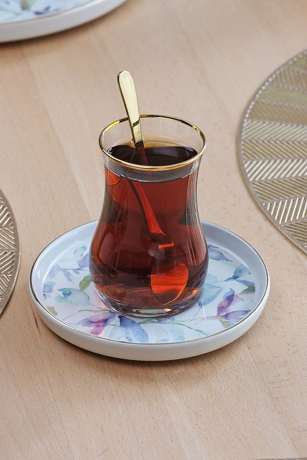 Harmony 12 Parça 6 Kişilik Altın Yaldızlı Seramik Çay Takımı - 1