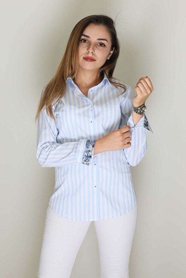 Kadın Mavi Gömlek - 3