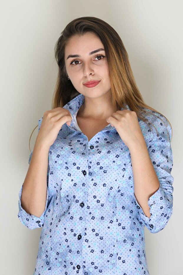 Kadın Mavi Gömlek - 1