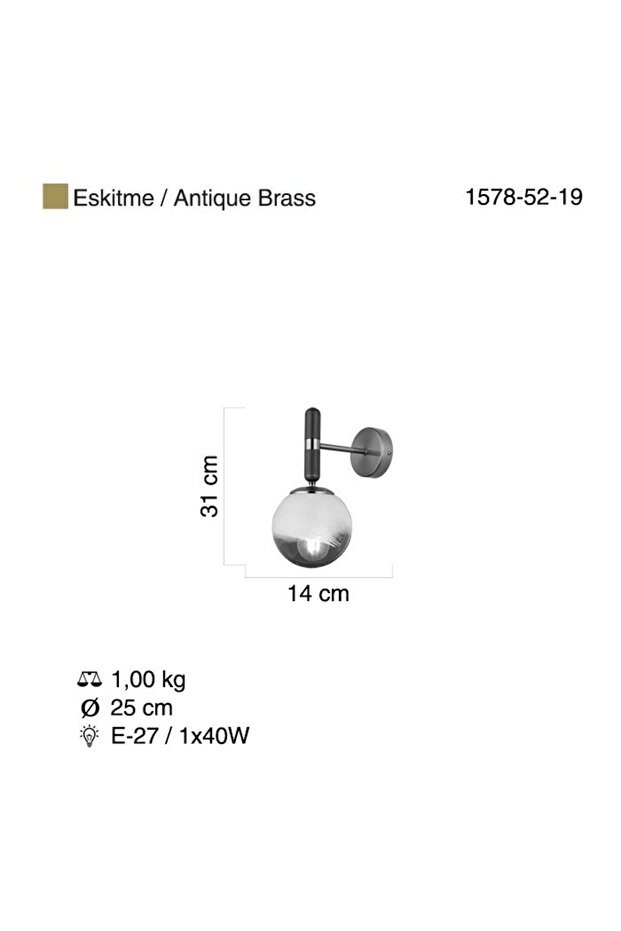 Trıno Tekli Antik Lak Aplik 1xe27 - 3