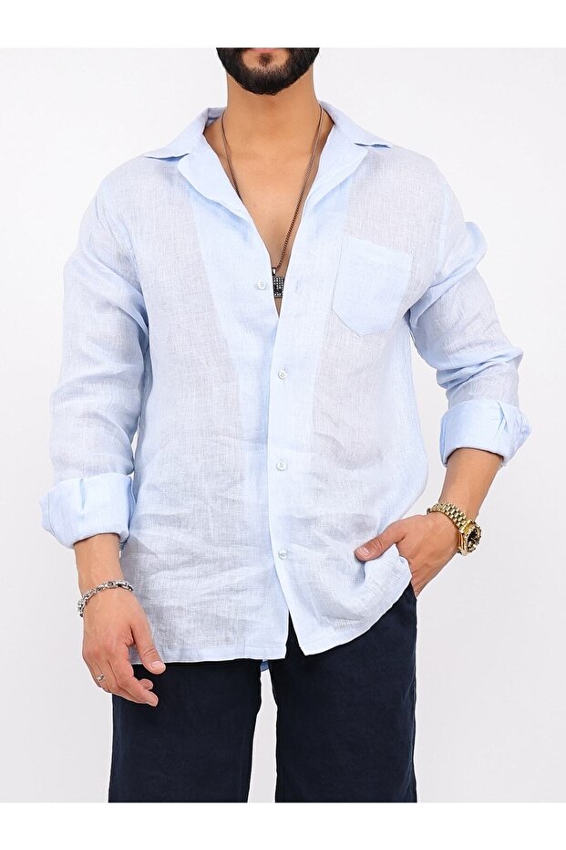 Basic Keten Gömlek - 4