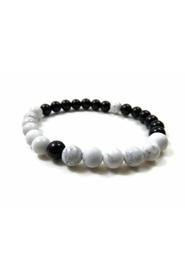 Howlite & Obsidian Natural Stone Bracelet 8mm