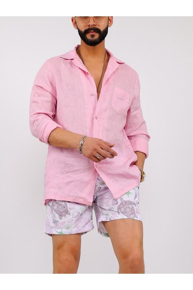 Basic Keten Gömlek - 3