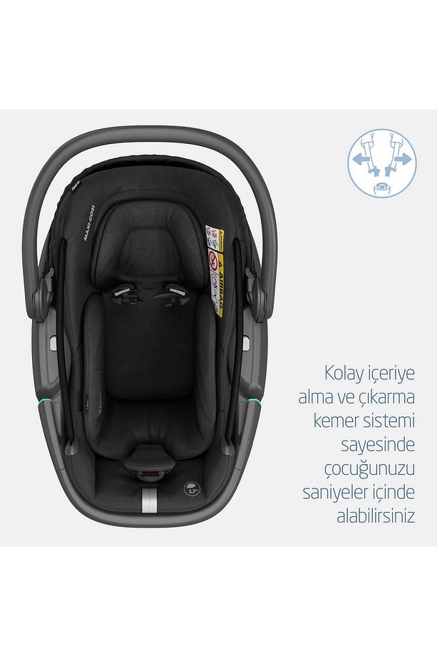 Coral 360 Dönebilir 2'si Bir Arada Modüler Ana Kucağı Ve Oto Koltuğu Black - 7