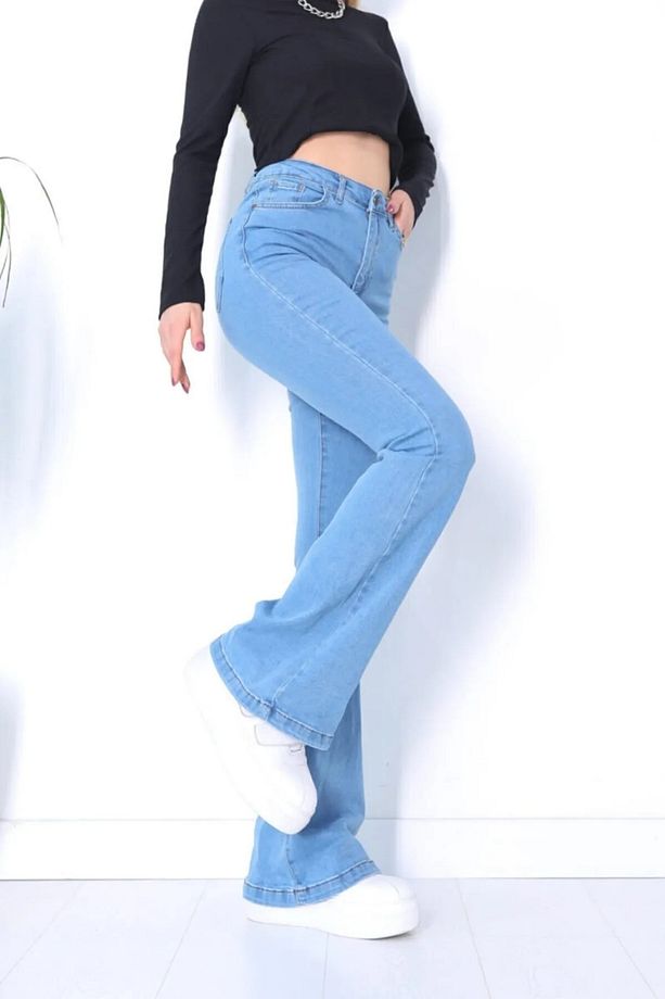 LoL Extra Yüksek Bel Flare Jeans - Kadın Full Likralı Ispanyol Paça Kot Pantolon - 2