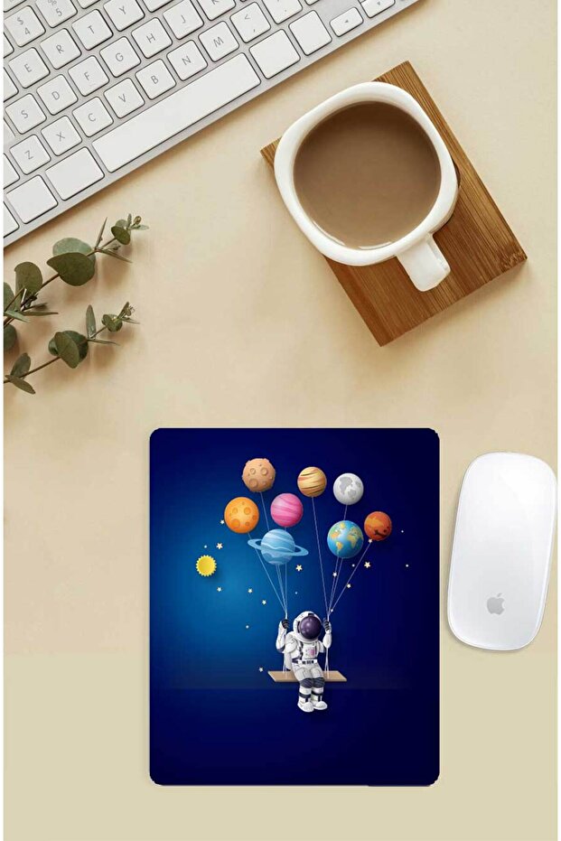Rocking Astronaut Patterned Rectangular Mousepad with Wrist Support - 1