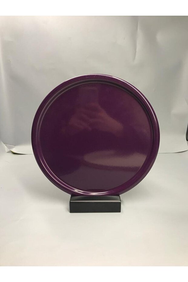 30 Cm Matte Purple Metal Round Tea, Coffee, Cake Serving Tray Decorative Presentation Tray