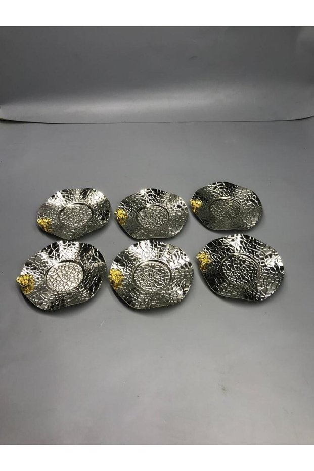 Wavy Model Luxury Patterned Floral Tea Plate Coffee Serving Silver-Colored Coaster