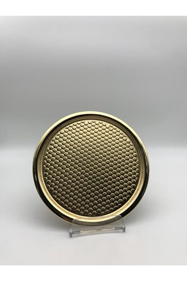 Round Patterned Gold Presentation Tray Decorative Serving Tray Tea, Coffee Treat Holder 23 Cm