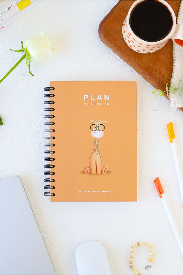 Süresiz Planlayıcı Ajanda A5 Spiralli Zurafa Maskot Tasarımı - 4