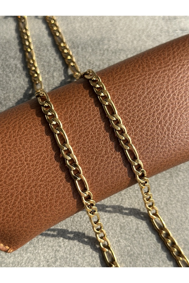 Figaro Model Steel Knitted Chain Necklace 316L Steel Necklace Gold Color 5mm 60cm