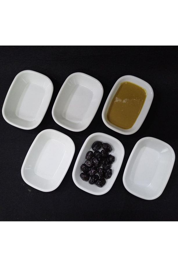 24 Adet 12x9cm Beyaz Melamin Mini Kayık Kahvaltı Tabağı Çerez Lokanta Tabldot Serpme Kahvaltı ideal - 1