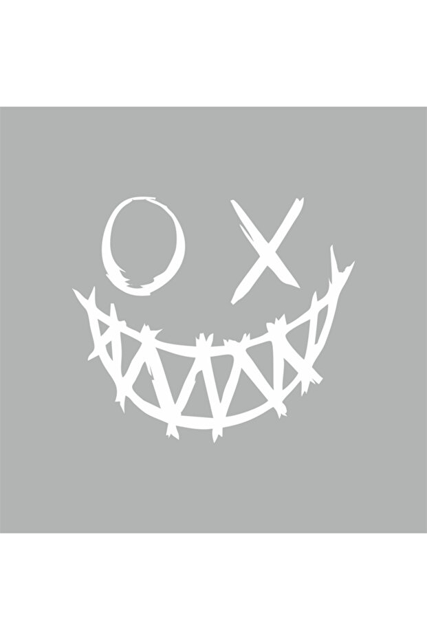Devil Smiling Face Car Sticker 14x12 Cm White