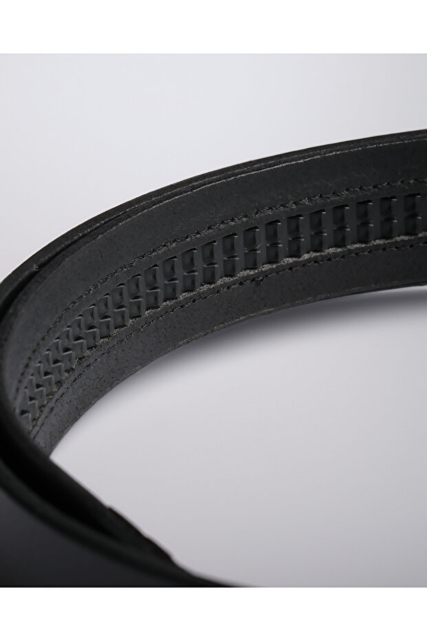 100% Buffalo Leather Stripe Belt for Automatic Buckle (No Buckle) Black