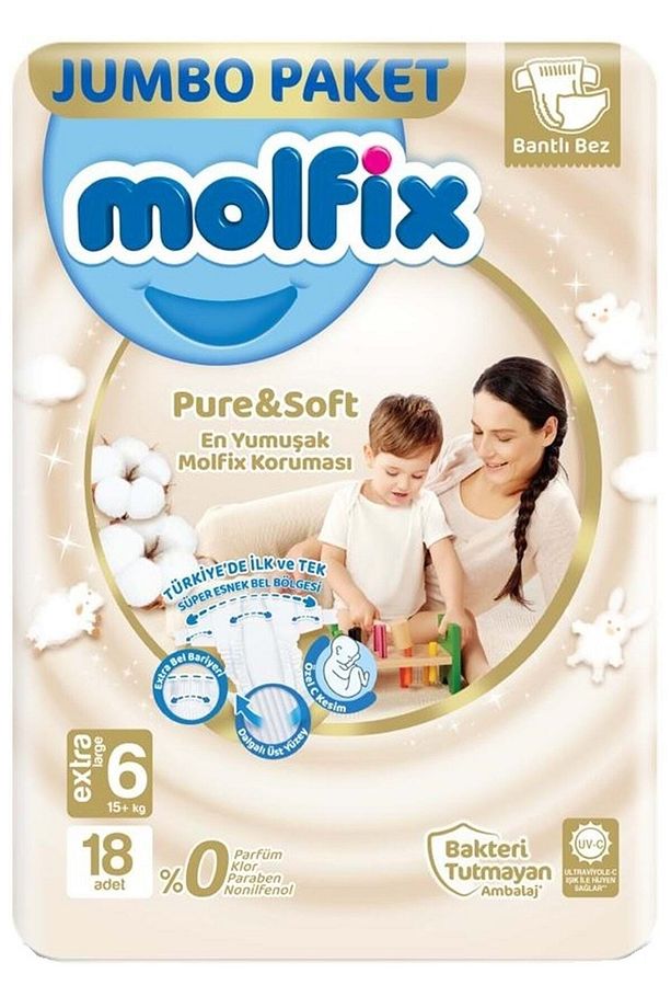 Pure&soft Bebek Bezi Beden:6 (15+kg) Extra Large 54 Adet Ekonomik Fırsat Pk - 2