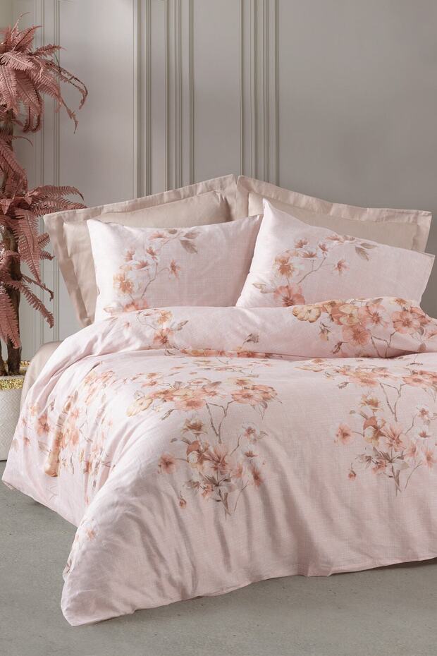 Satin Double Duvet Cover Set Pansy Beige