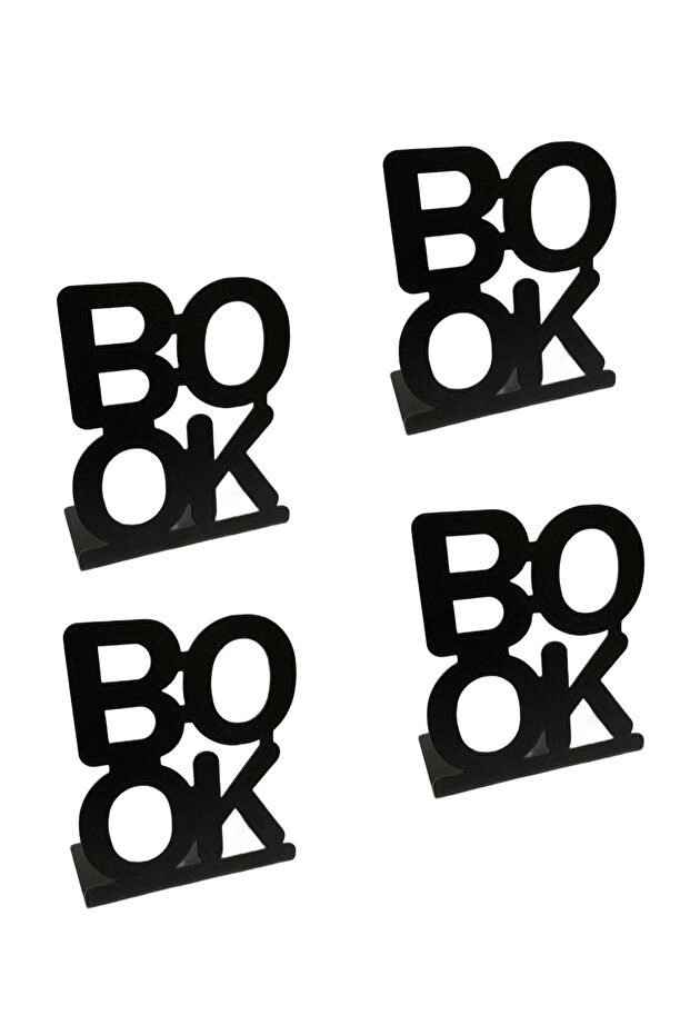 4 Pieces (black) Book Written Metal Book Support - Book Holder - Home and Office Decorative Accessory