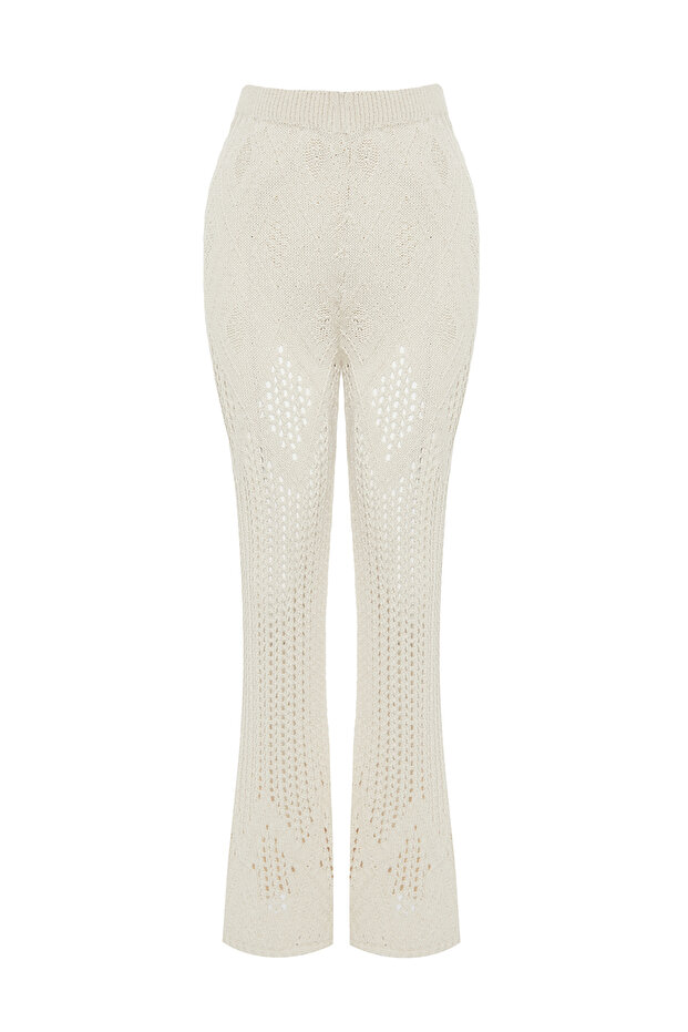 Taş Ajurlu/Delikli Bohem Geniş Paça Triko Pantolon TWOSS24PL00034 - 7
