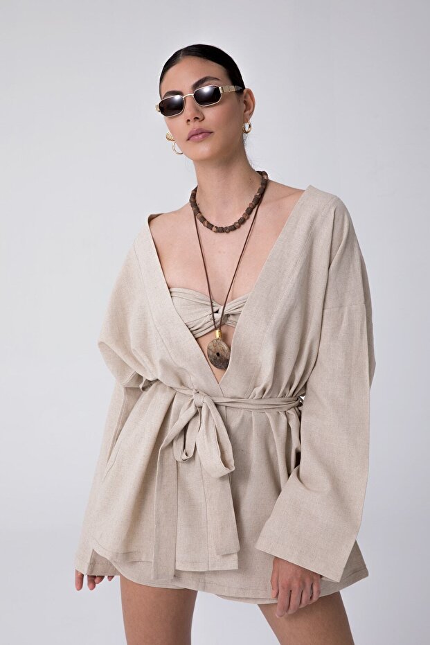 Maia Linen Kimono Beige