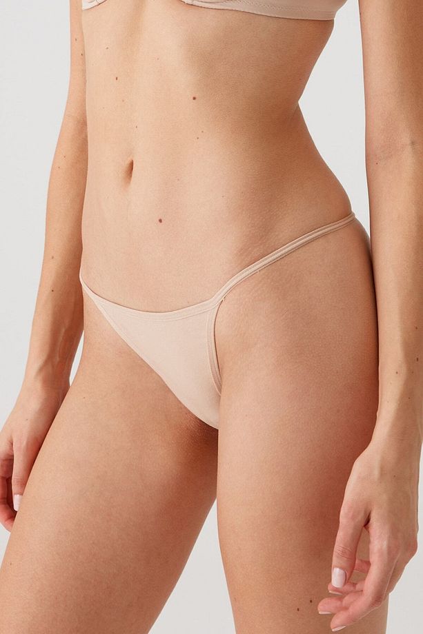 3'lü Ekonomik Paket Siyah-beyaz-ten 2039 V-thong Pamuklu Basic Düşük Bel Tanga - 7