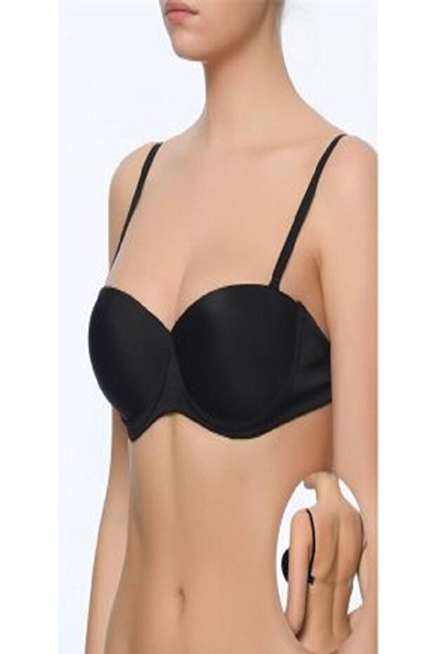حمالة صدر نسائية سوداء 6026 Underwire بدون حمالات وحزام شفاف مدعوم بحمالة صدر صغيرة