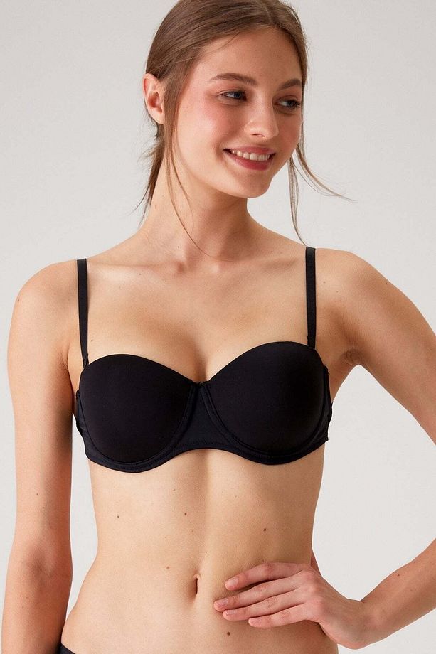 Kadın 6027 Pisa Destekli Push-up Straplez Multi Function Sütyen Siyah - 6
