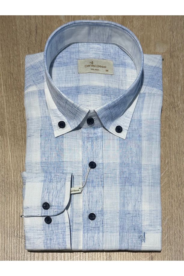 Uzun Kollu Regular Fit Kareli Tek Cepli Klasik Casual Erkek Gömlek - 1