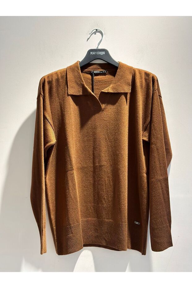 Yakalı Triko Bluz - 1