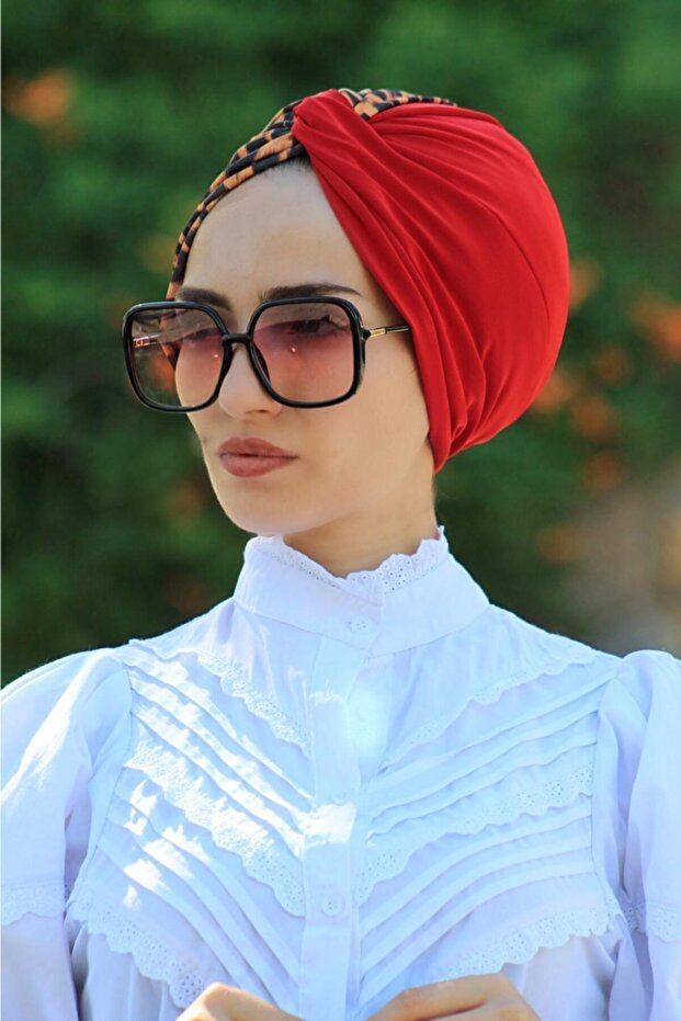 غطاء محرك السيارة بعقدة مزدوجة اللون جاهز بنمط الفهد الأحمر - 2