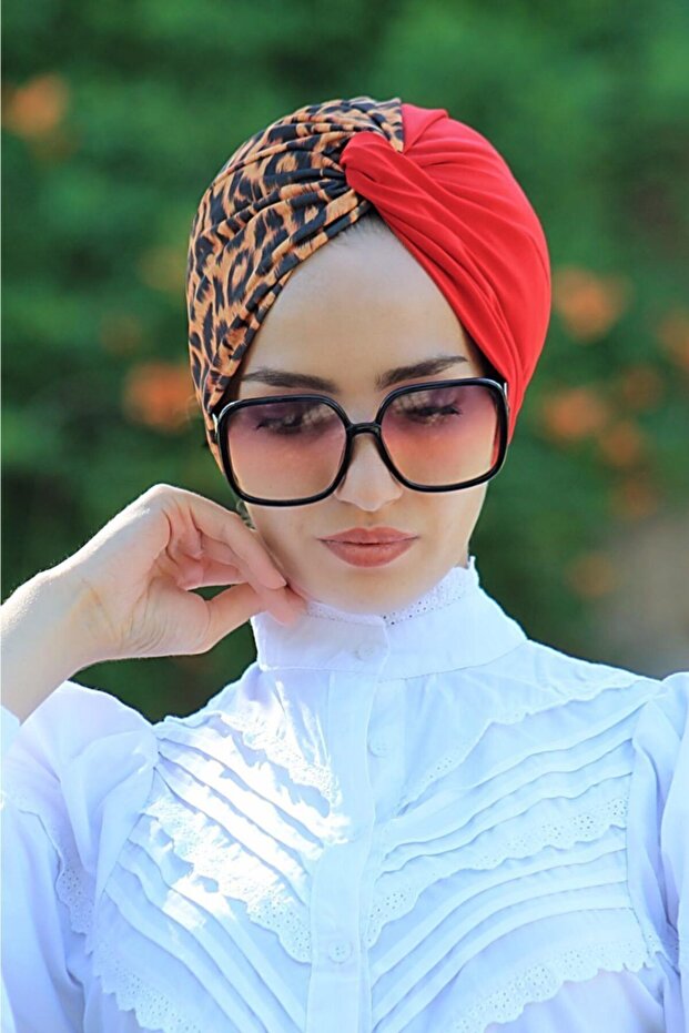 غطاء محرك السيارة بعقدة مزدوجة اللون جاهز بنمط الفهد الأحمر - 1