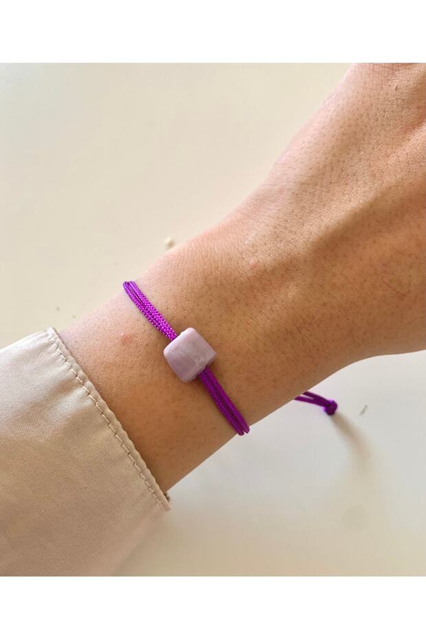 Glass Square Beaded Purple Lilac Rope Bracelet