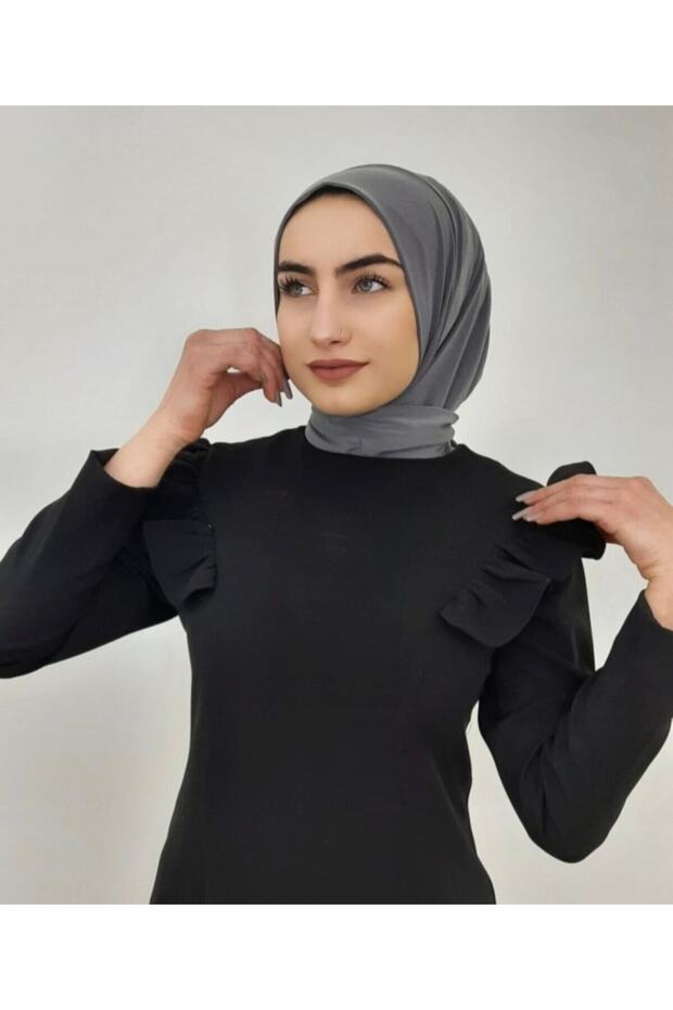 Women's Gray Snap Bonnet Hijab Scarf