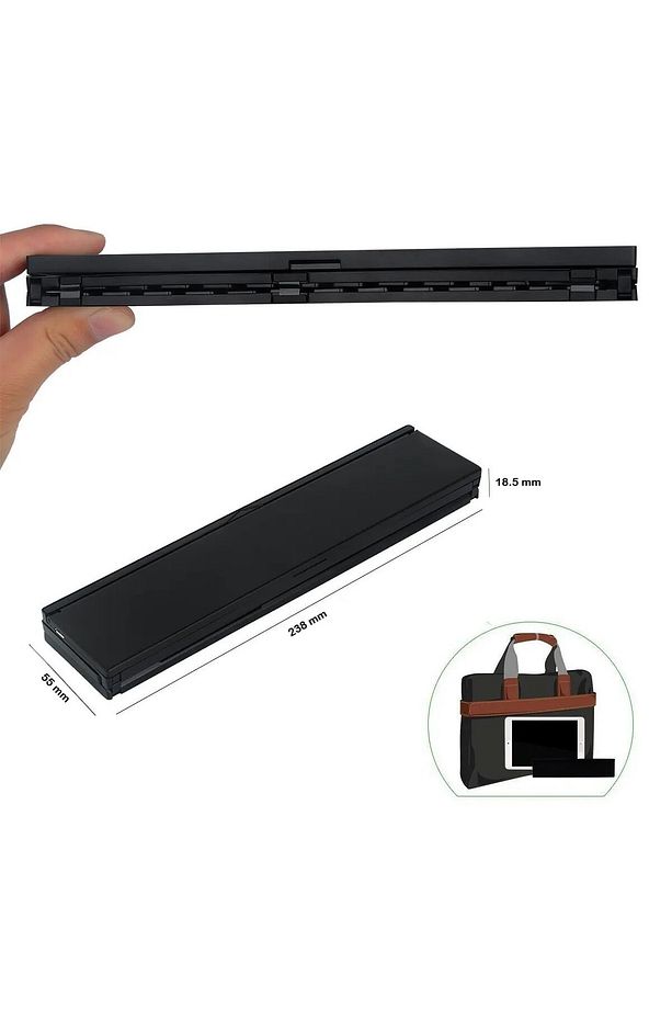 Kablosuz Mini Klavye, Standlı Katlanabilir Şarj Edilebilir Bluetooth Klavye Tablet / Telefon Uyumlu - 9