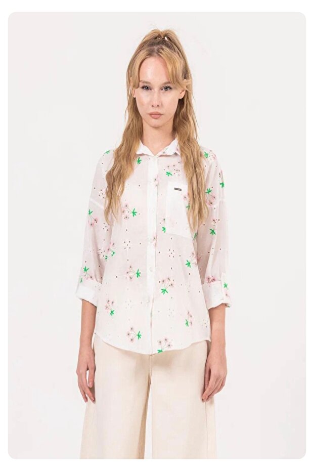 Young Girl's Guipure Embroidered Shirt