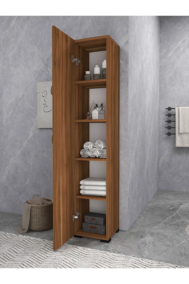 Irmak Mobilya Tek Kapaklı 5 Raflı Renkli Çok Amaçlı Banyo Mutfak Kiler Dolabı Tek Kapılı Dolap - 5