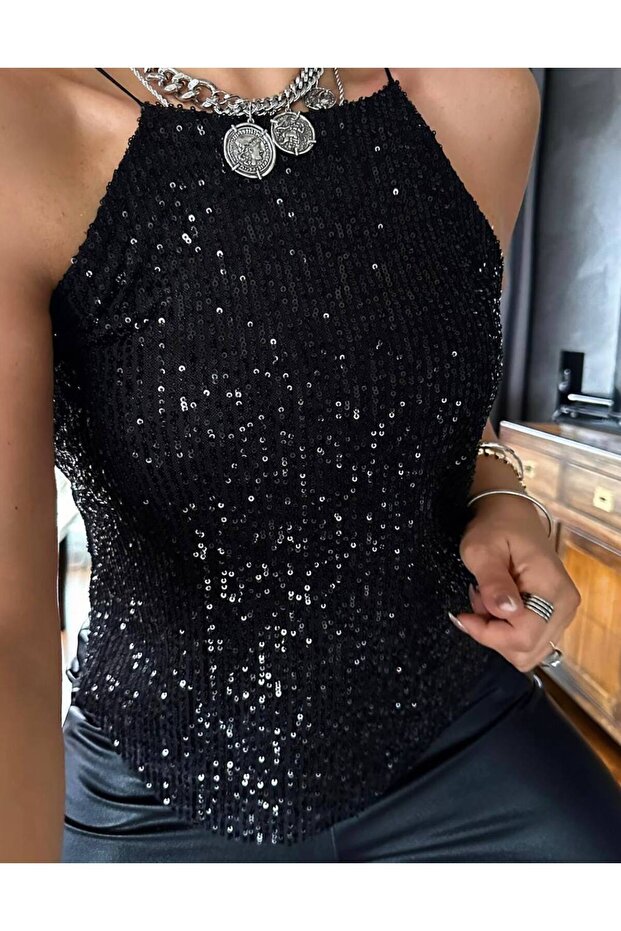 Payetli Reglan Yaka Bluz - 1